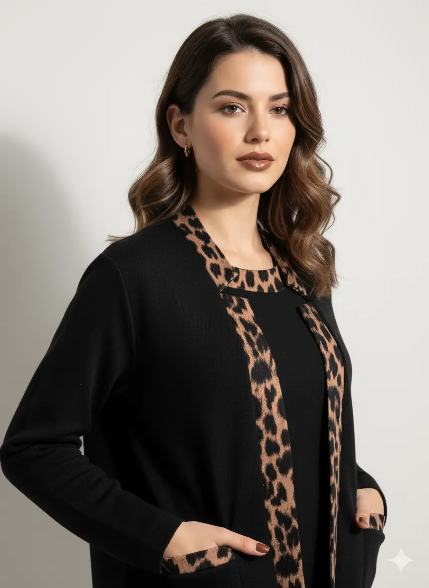 Finto twin set con profili animalier DORABELLA