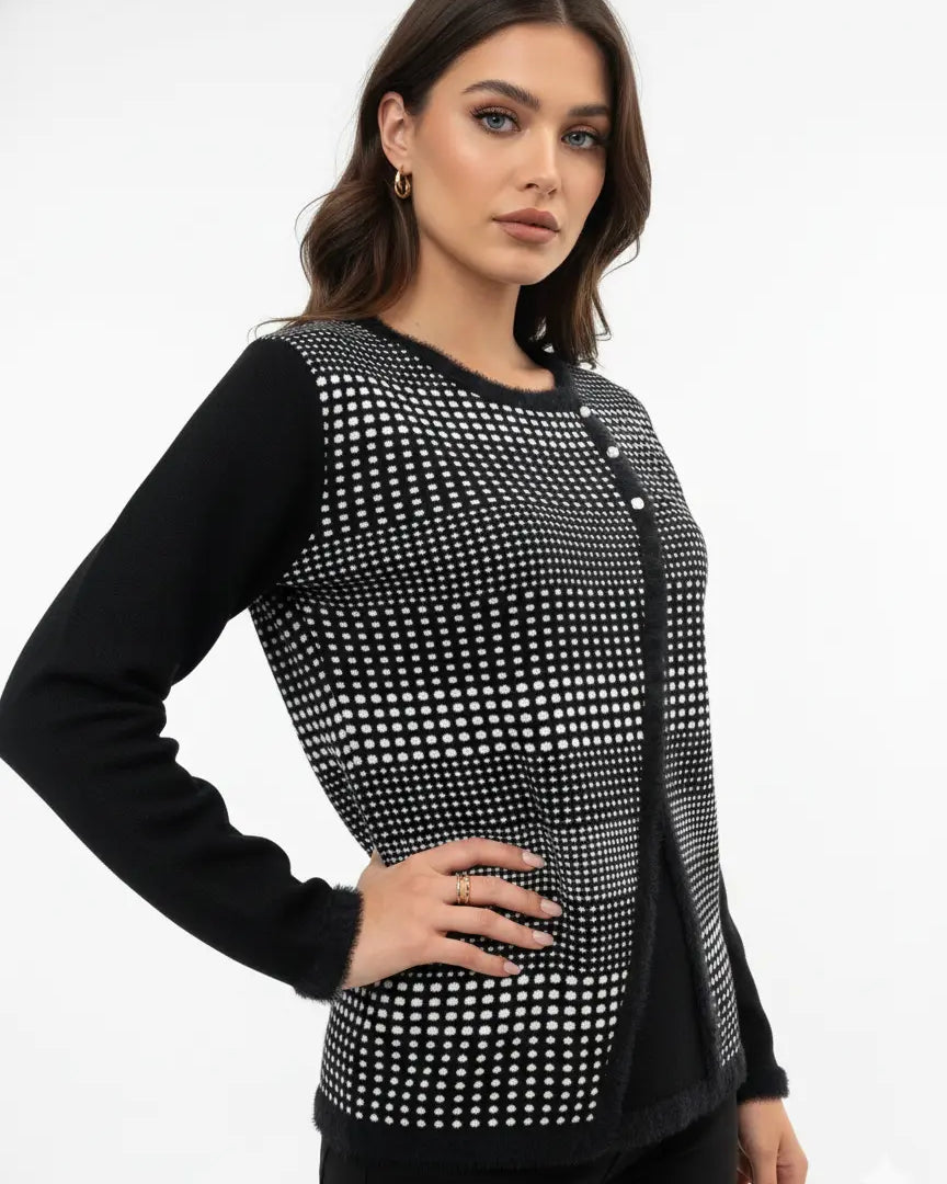 Finto twin set con profili in pelliccia DORABELLA