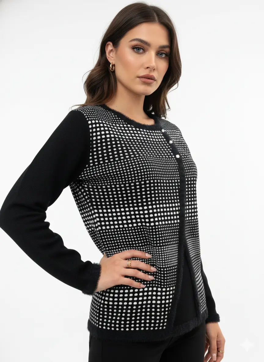 Finto twin set con profili in pelliccia DORABELLA