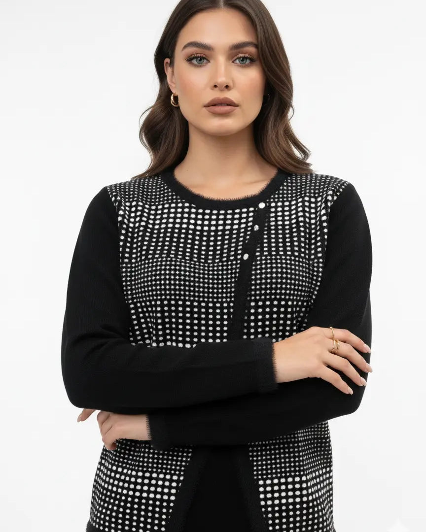 Finto twin set con profili in pelliccia DORABELLA