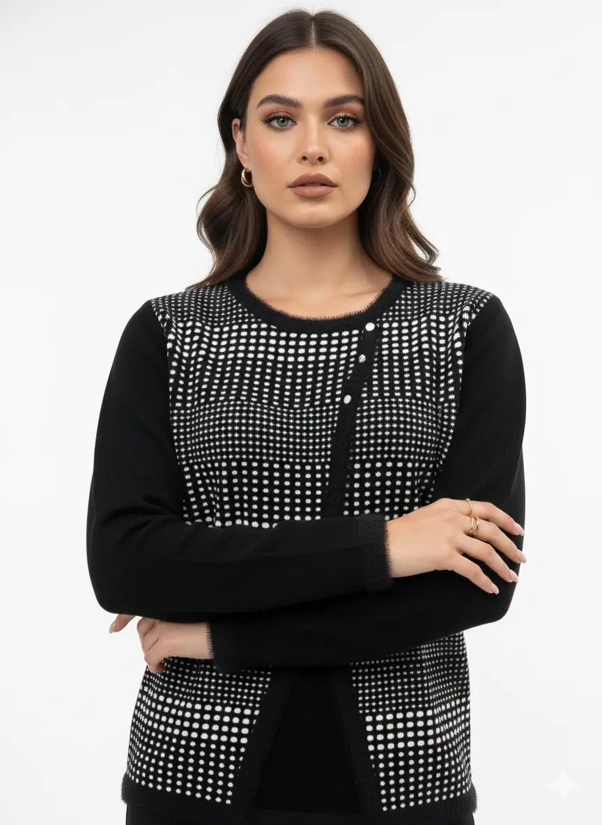 Finto twin set con profili in pelliccia DORABELLA