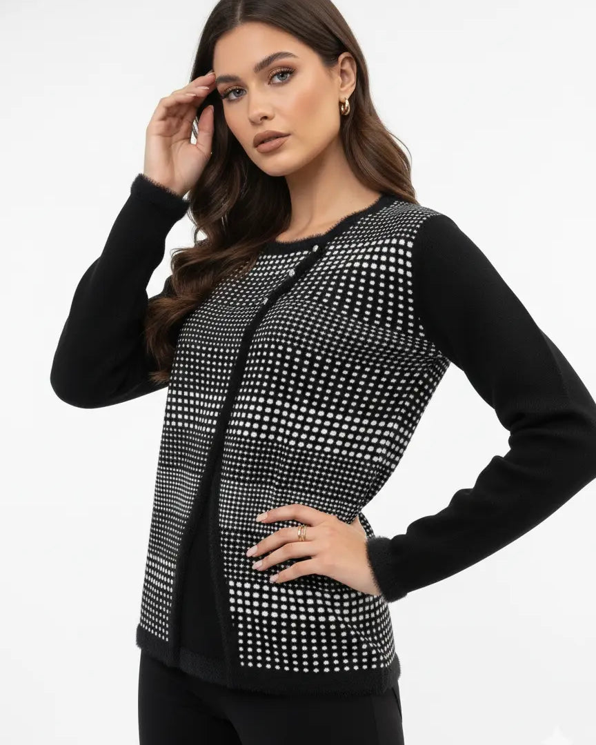 Finto twin set con profili in pelliccia DORABELLA