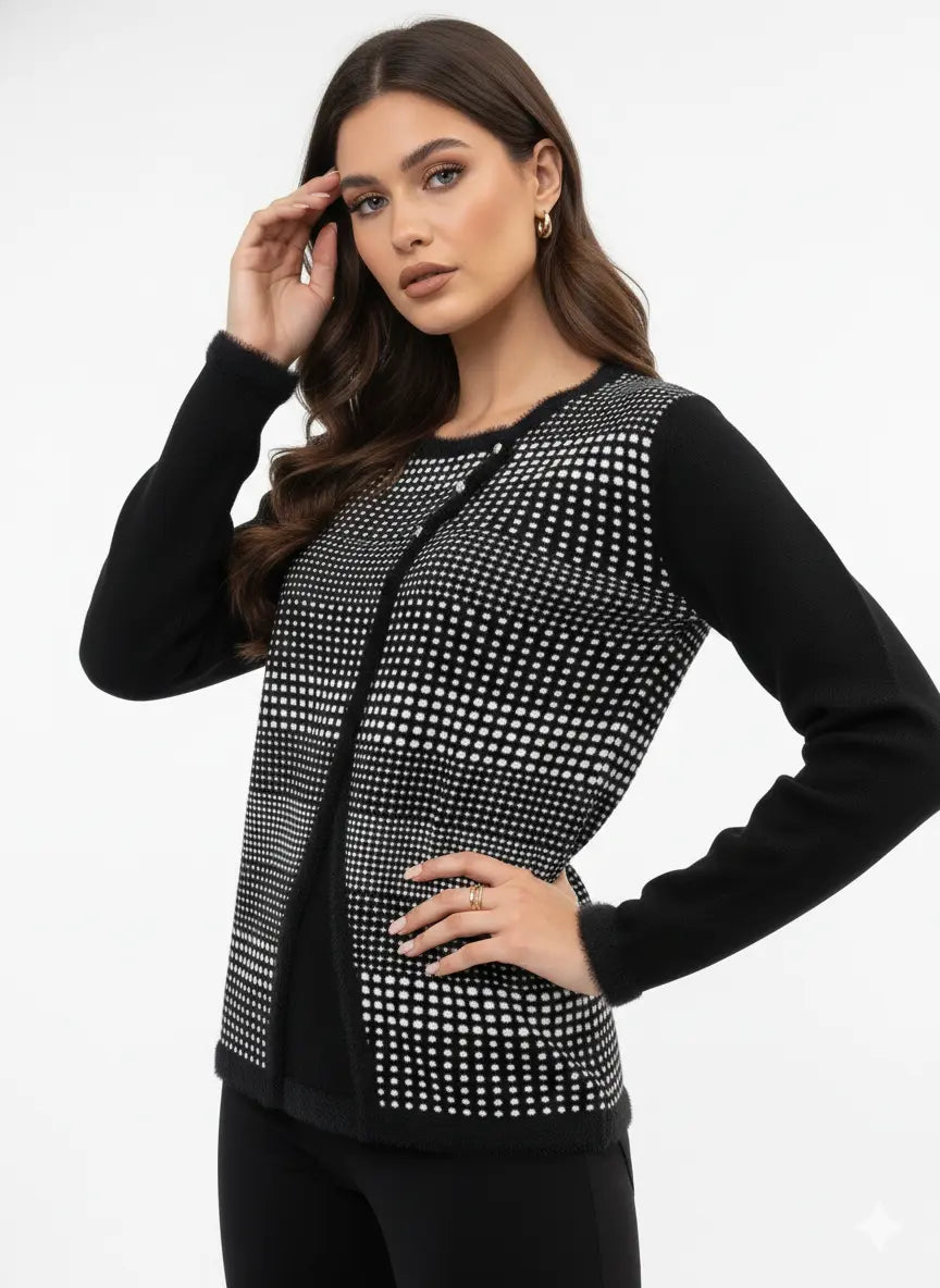 Finto twin set con profili in pelliccia DORABELLA