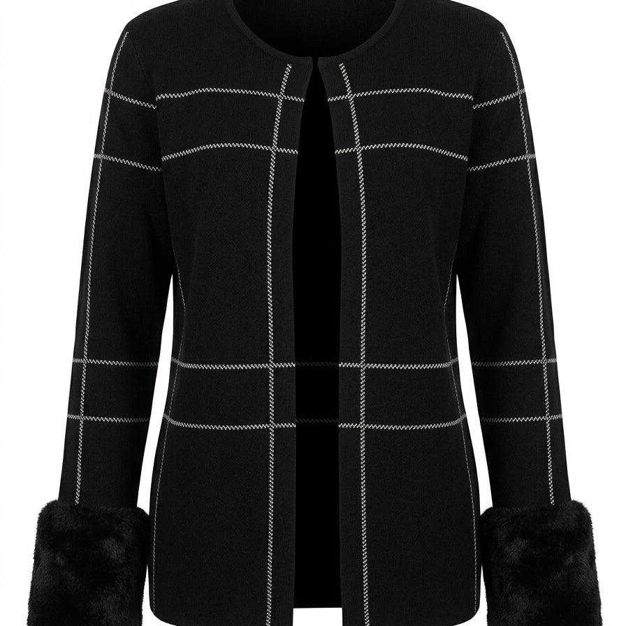 Cardigan con polsini in pelliccia