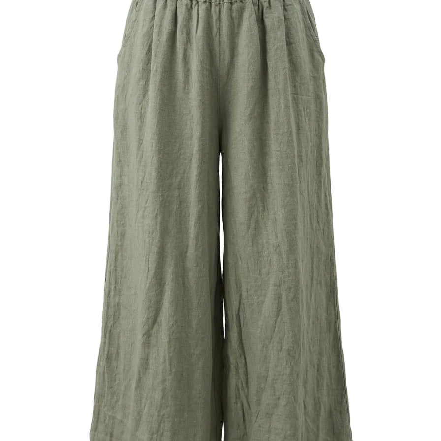 Pantalone a palazzo con vita elastica in tessuto bollito