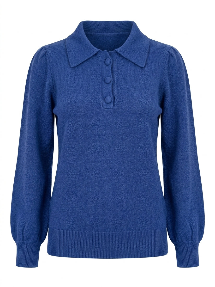Polo in maglia con bottoni ricoperti