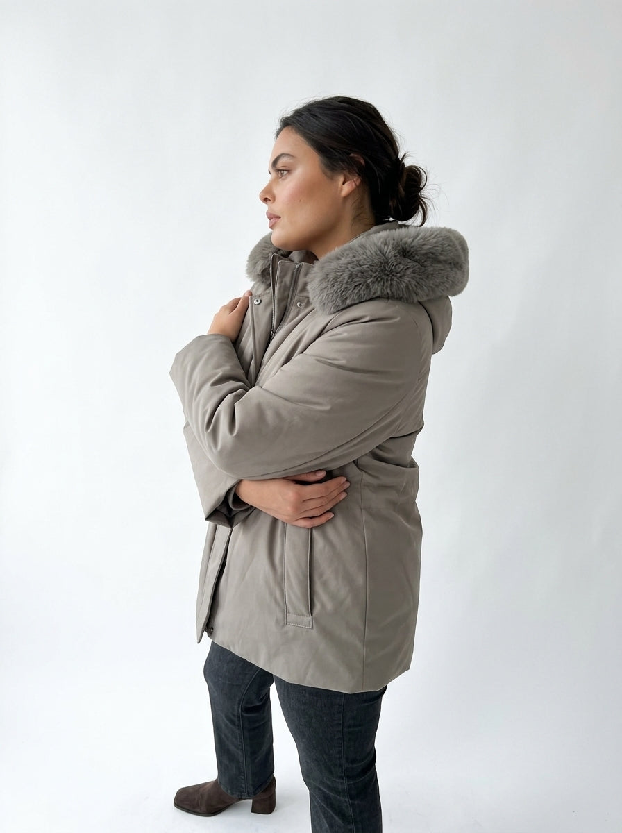 Giubbino parka con pelliccia
