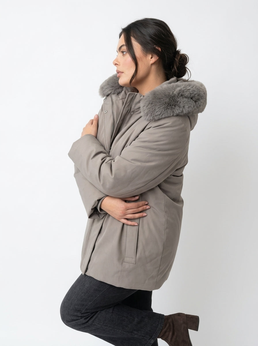 Giubbino parka con pelliccia