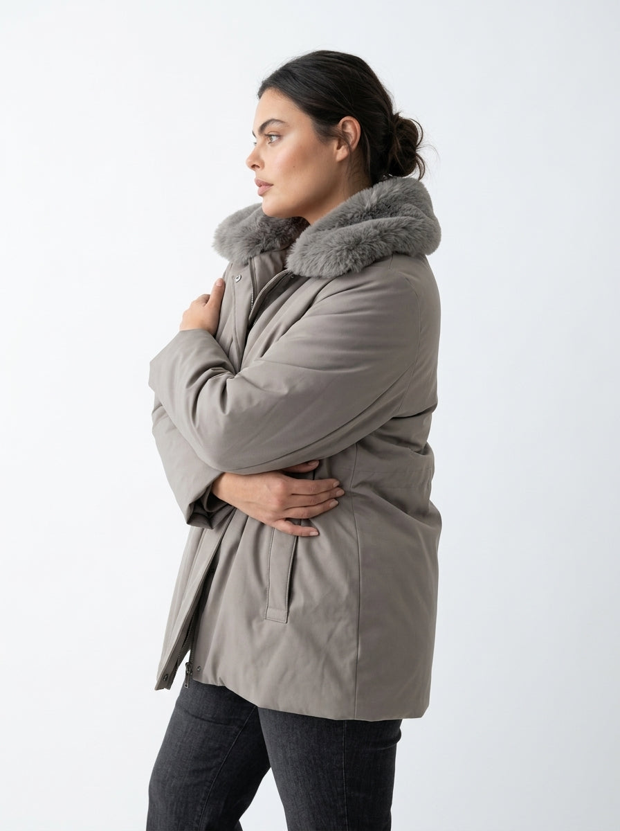 Giubbino parka con pelliccia
