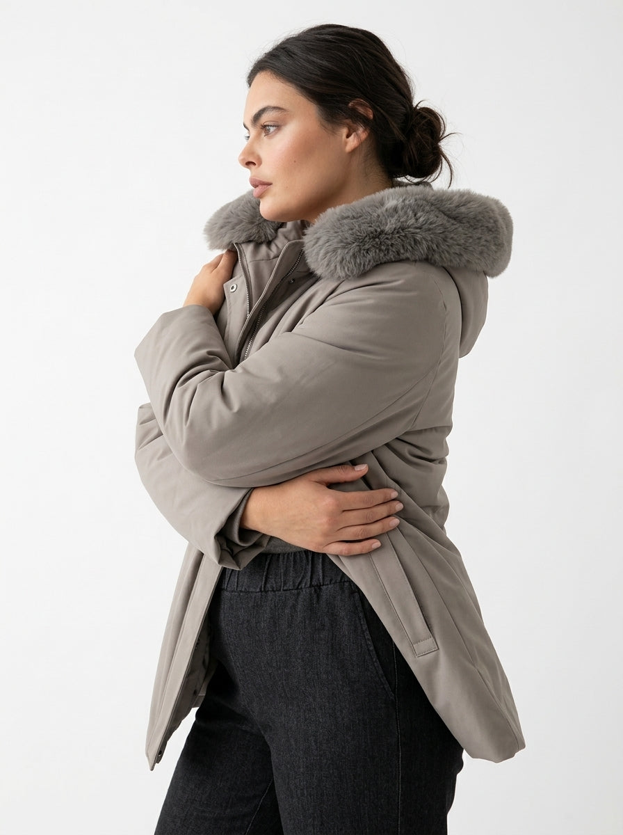 Giubbino parka con pelliccia