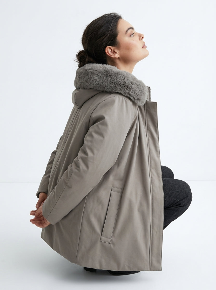 Giubbino parka con pelliccia