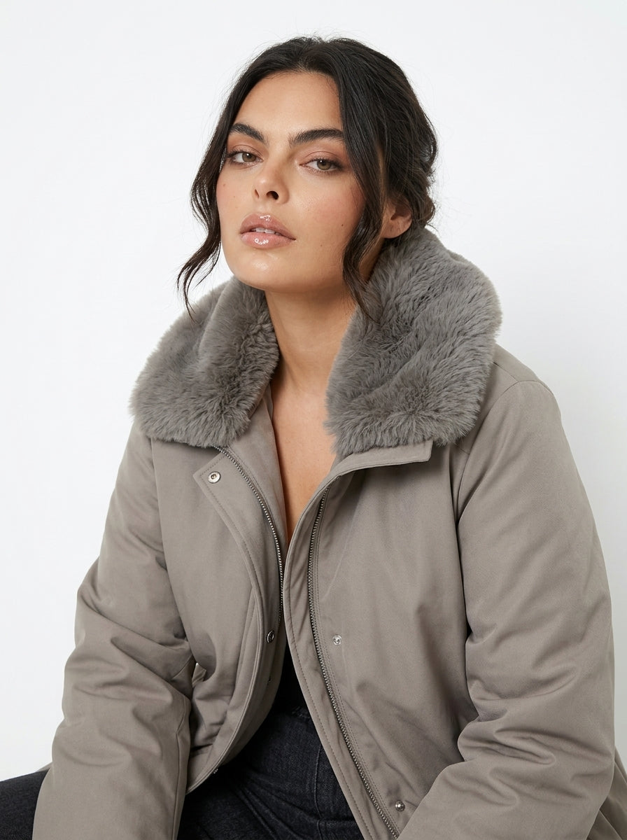 Giubbino parka con pelliccia