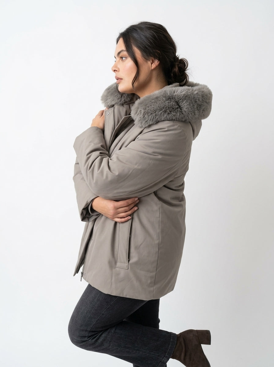 Giubbino parka con pelliccia