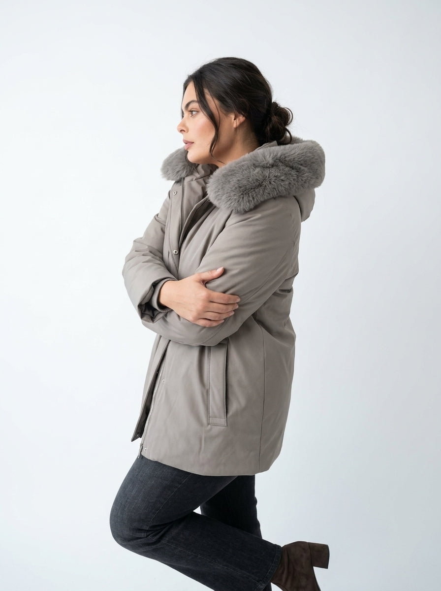 Giubbino parka con pelliccia
