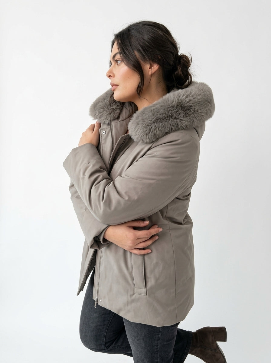 Giubbino parka con pelliccia