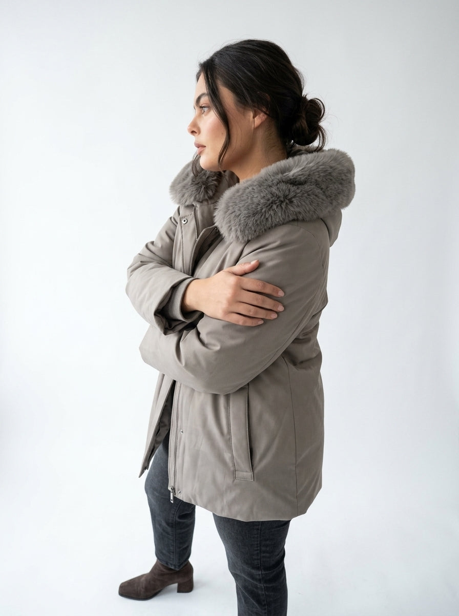 Giubbino parka con pelliccia