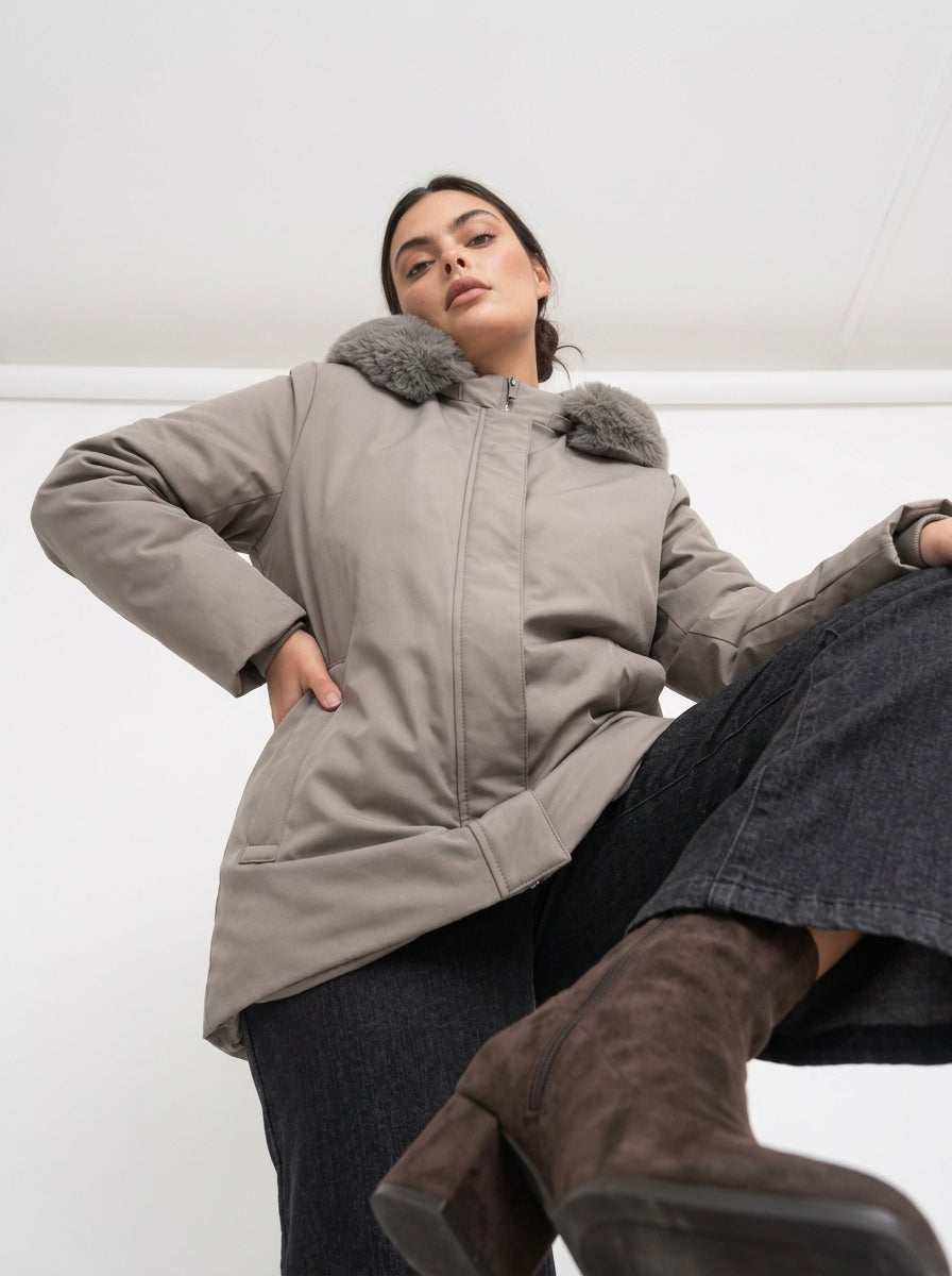 Giubbino parka con pelliccia