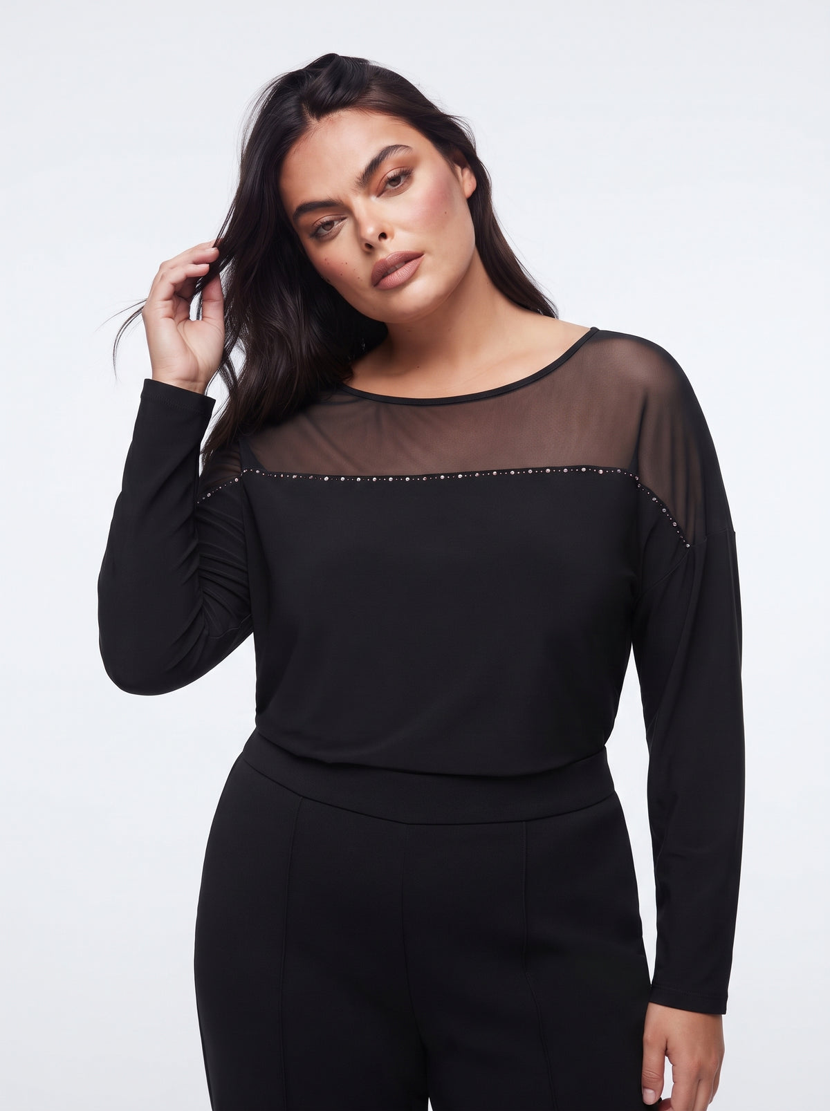 Blusa con carré trasparente