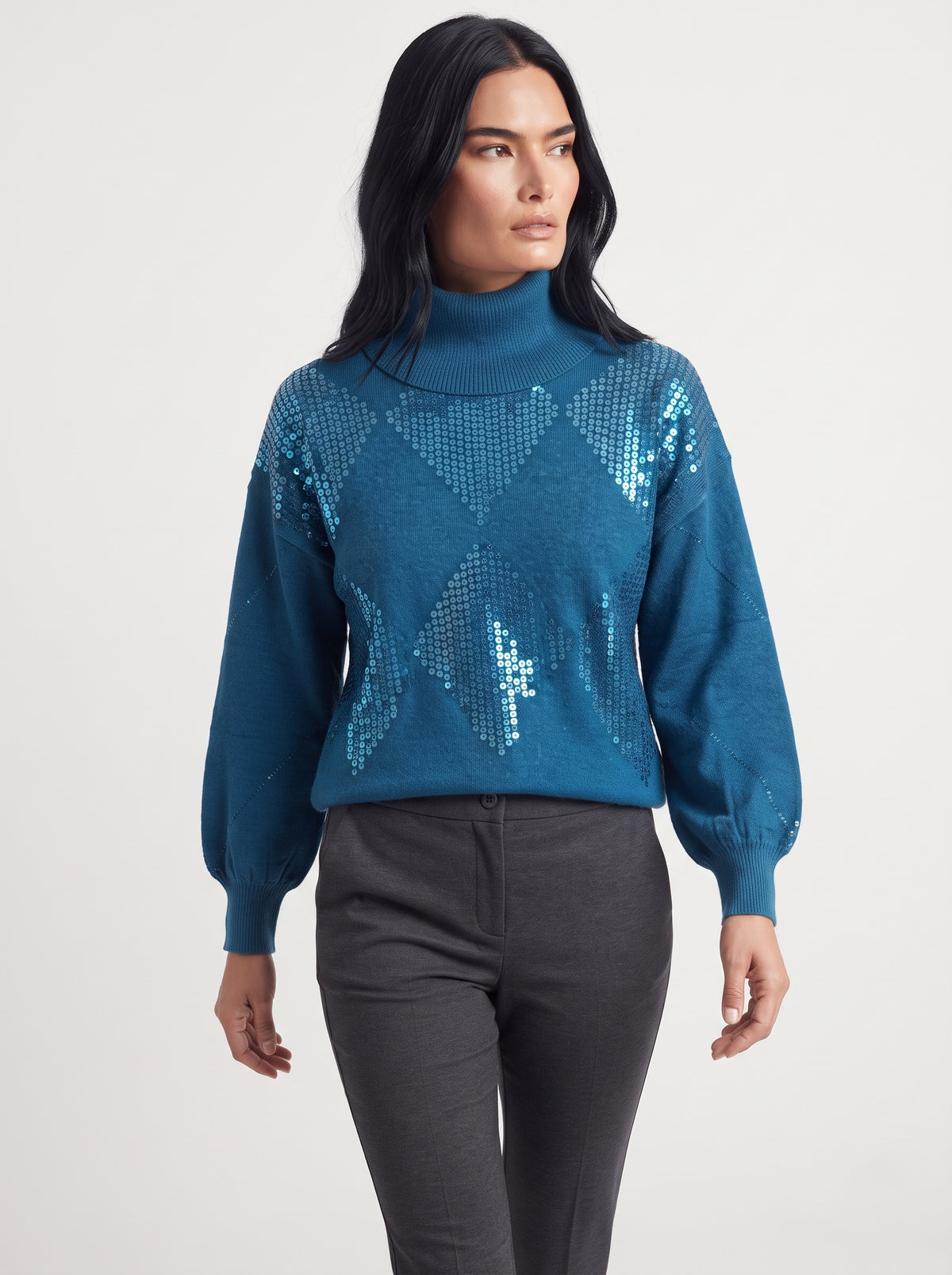 Maglia collo removibile e rombi paillettes