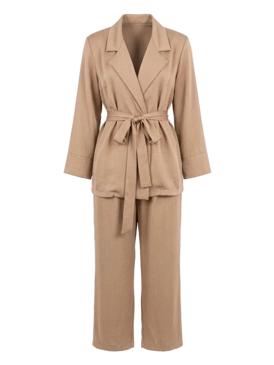 Completo spolvero con spalline interne e pantalone palazzo con bustino elastico