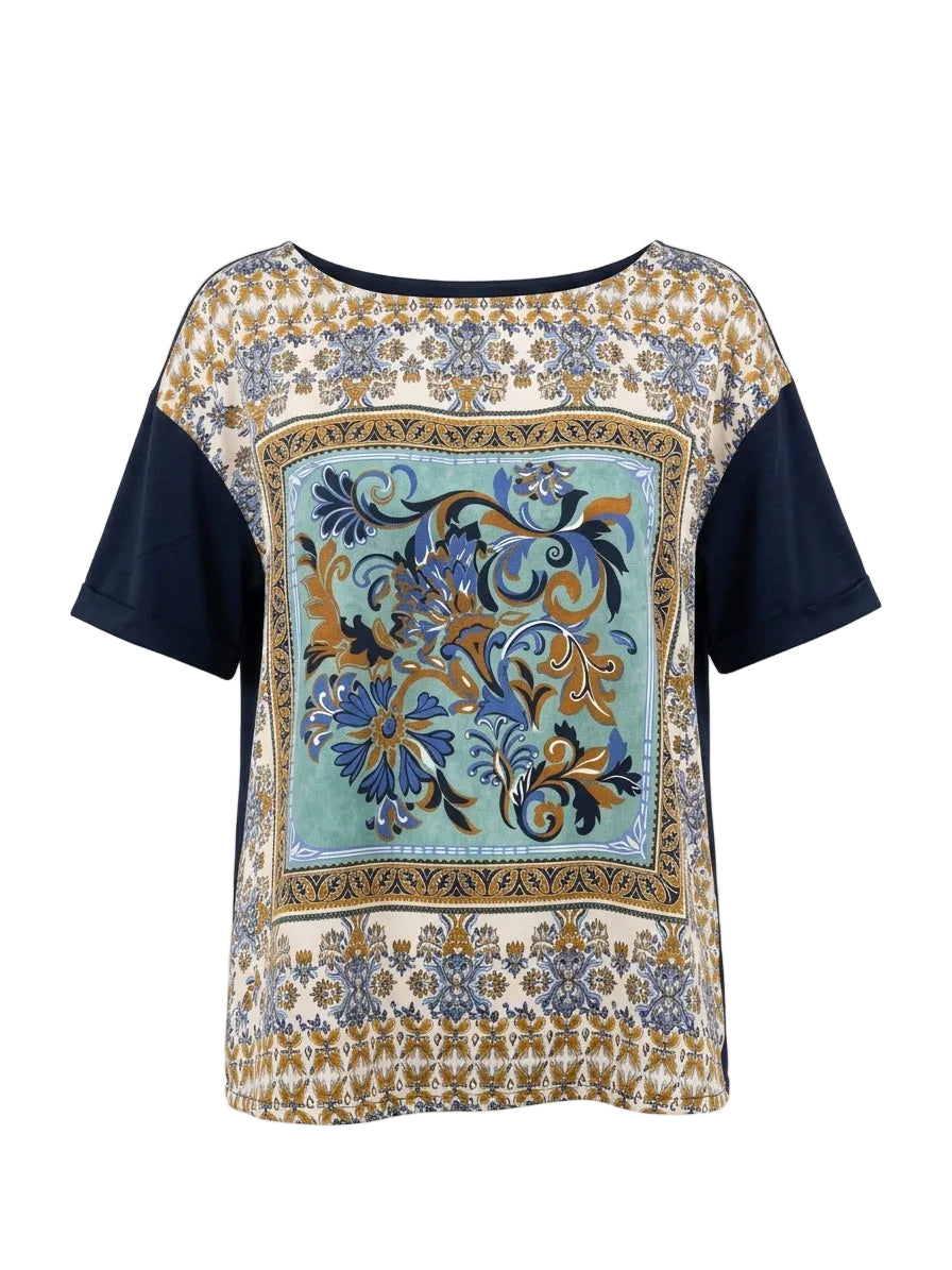 T-shirt stampata bi-materiale