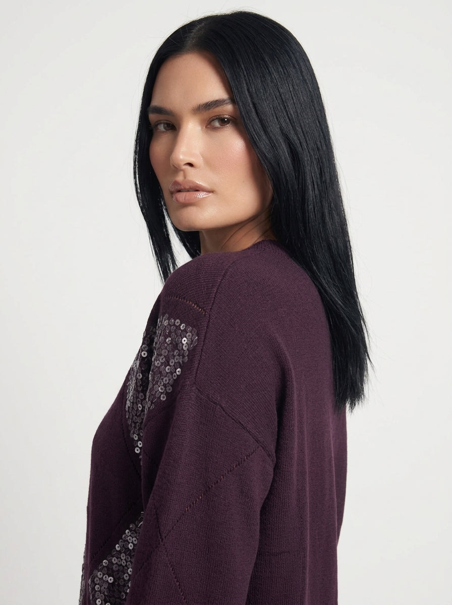 Maglia girocollo paillettes