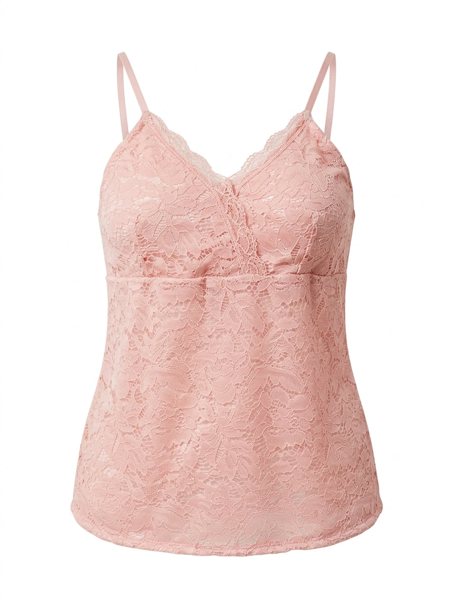 Top in pizzo con scollo incrociato e bretelle