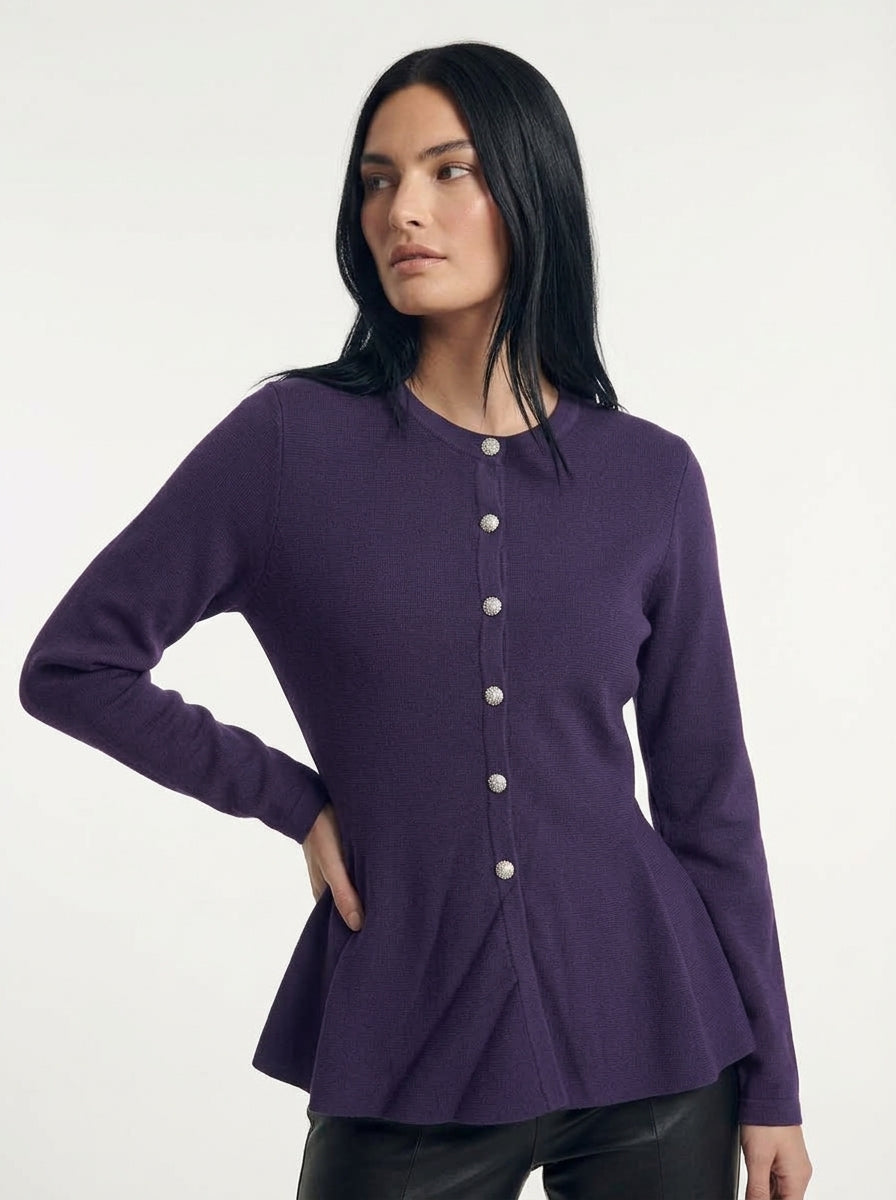 Cardigan girocollo svasato