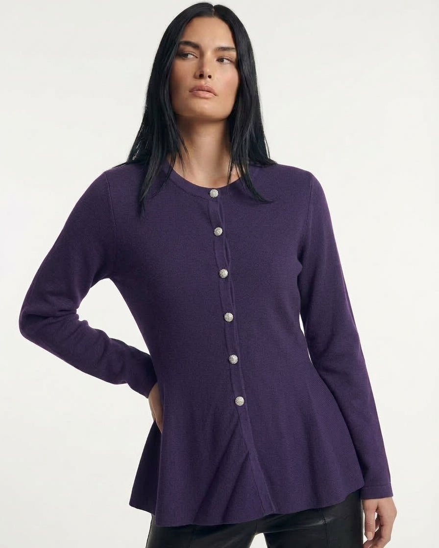 Cardigan girocollo svasato