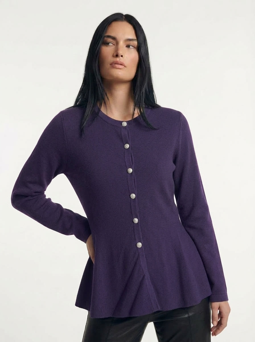 Cardigan girocollo svasato