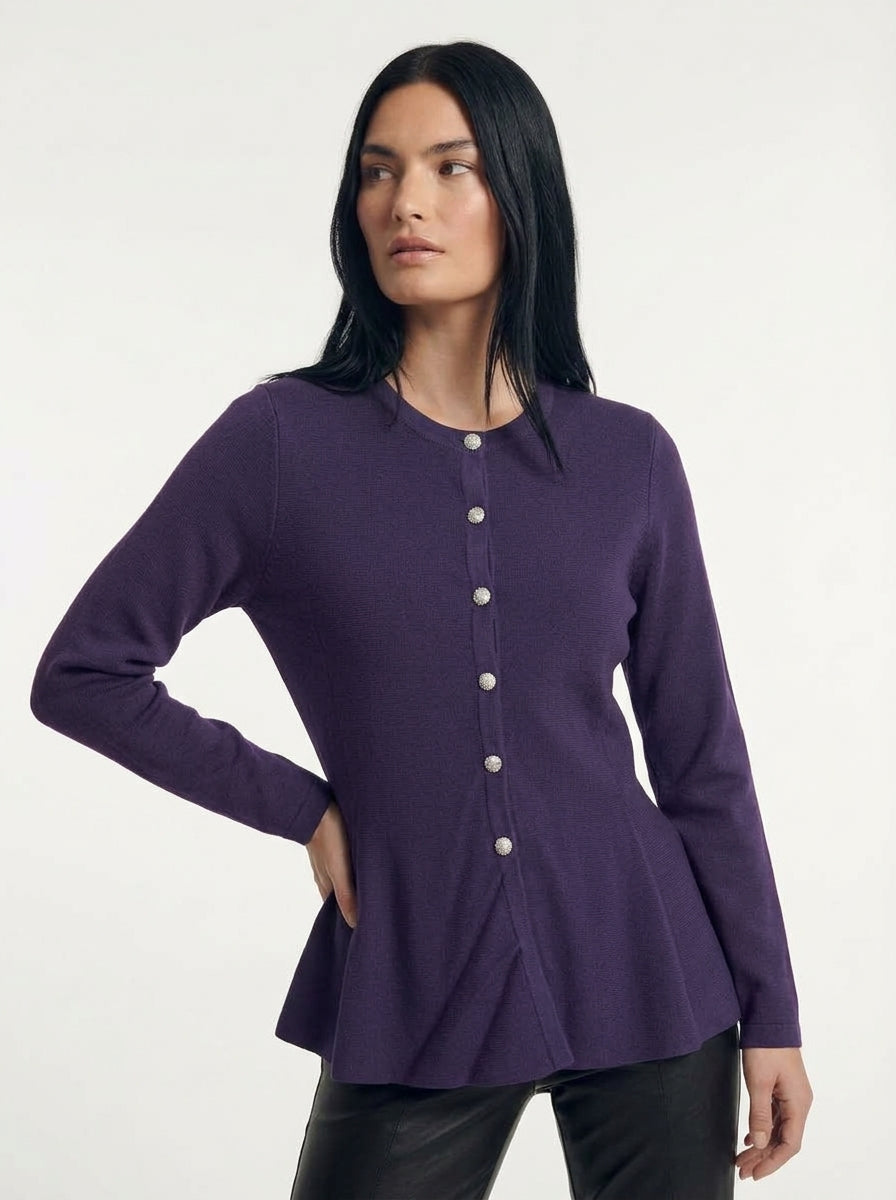 Cardigan girocollo svasato