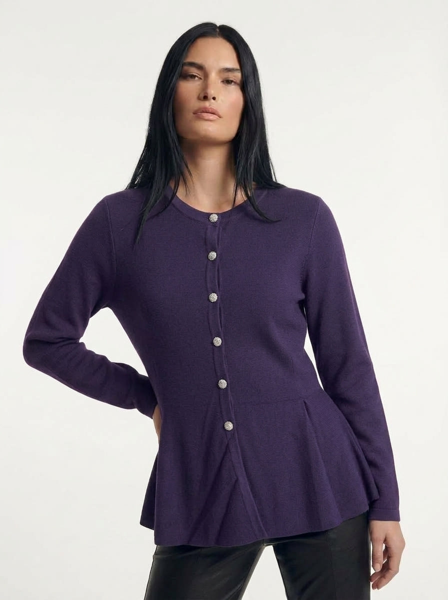 Cardigan girocollo svasato