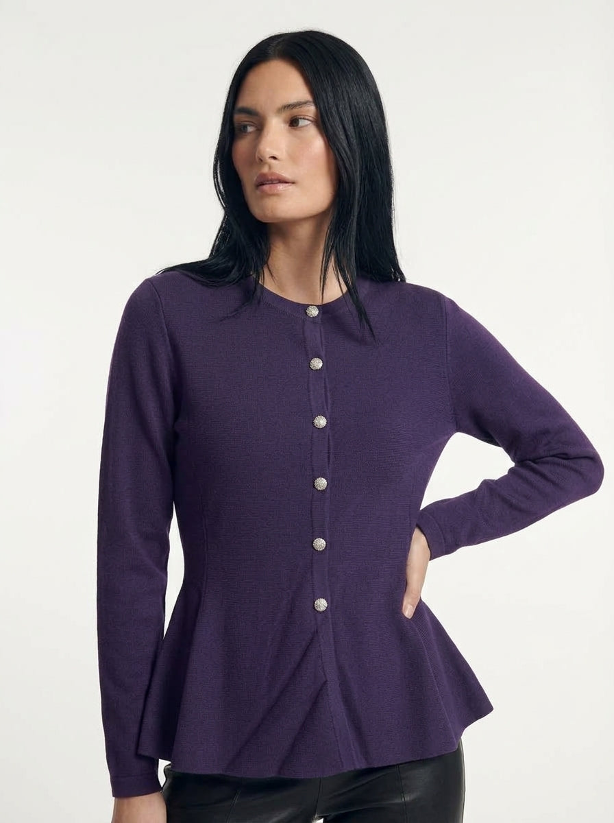 Cardigan girocollo svasato