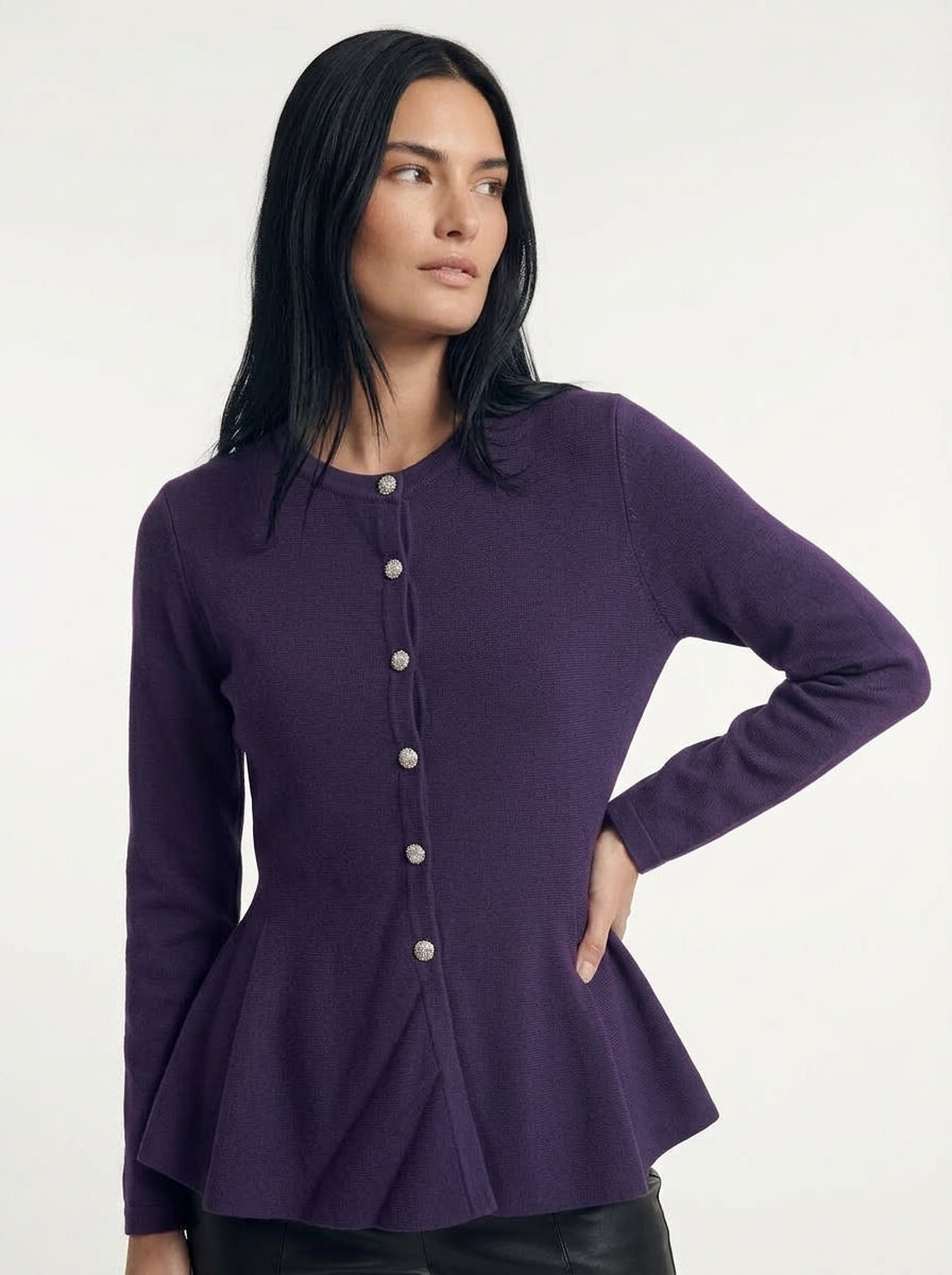 Cardigan girocollo svasato