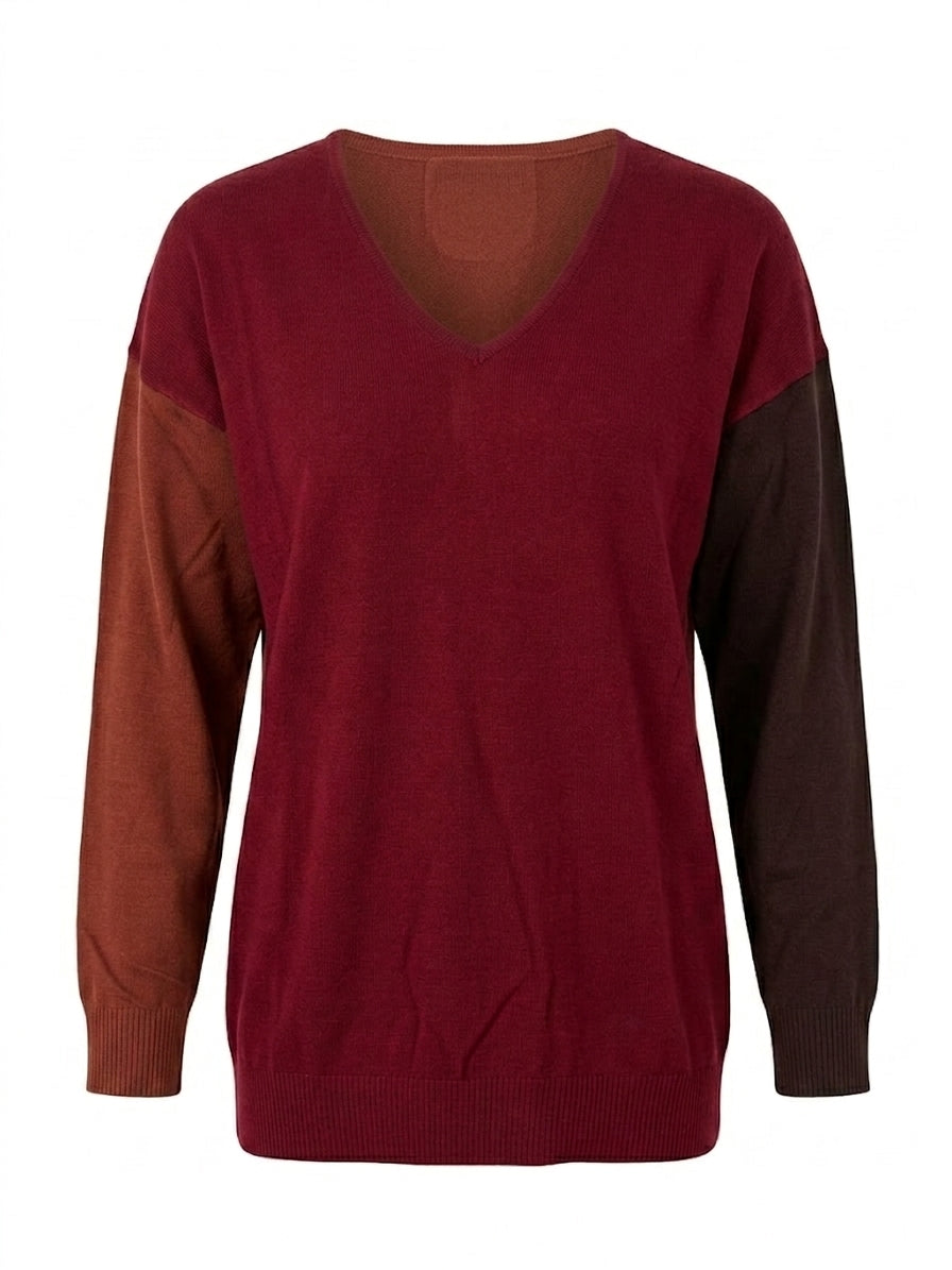 Maglia scollo a "V" a tre colori
