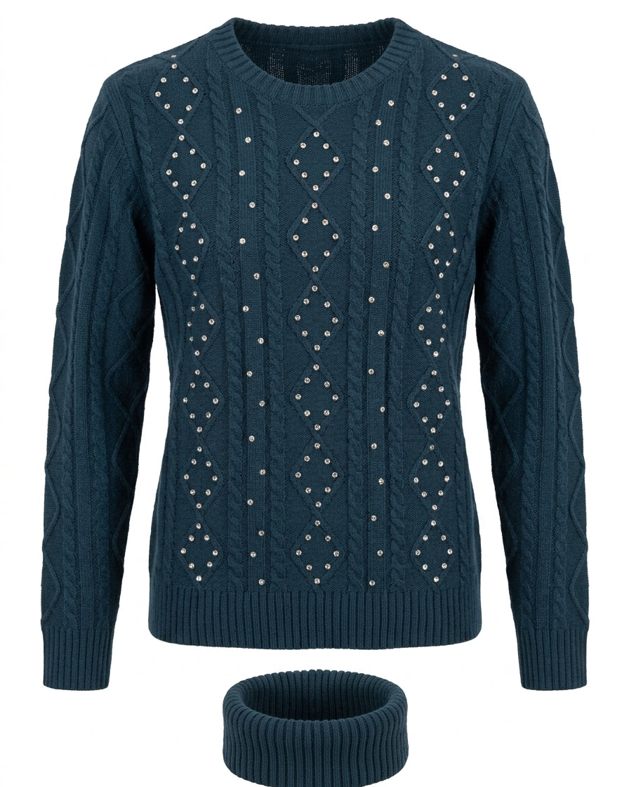 Maglia Girocollo con applicazioni gioiello