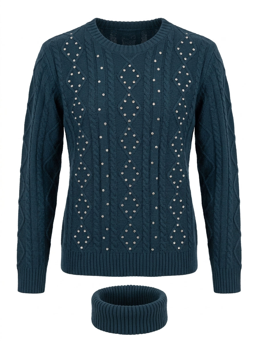 Maglia Girocollo con applicazioni gioiello