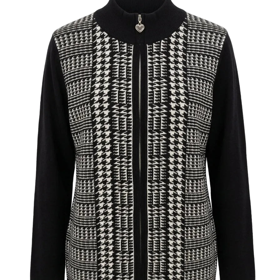 Cardigan girocollo con zip