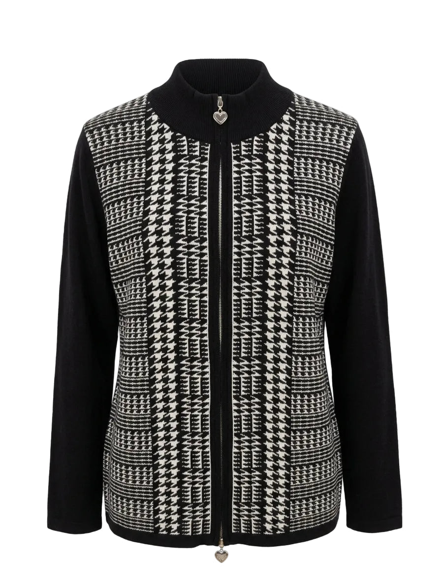 Cardigan girocollo con zip