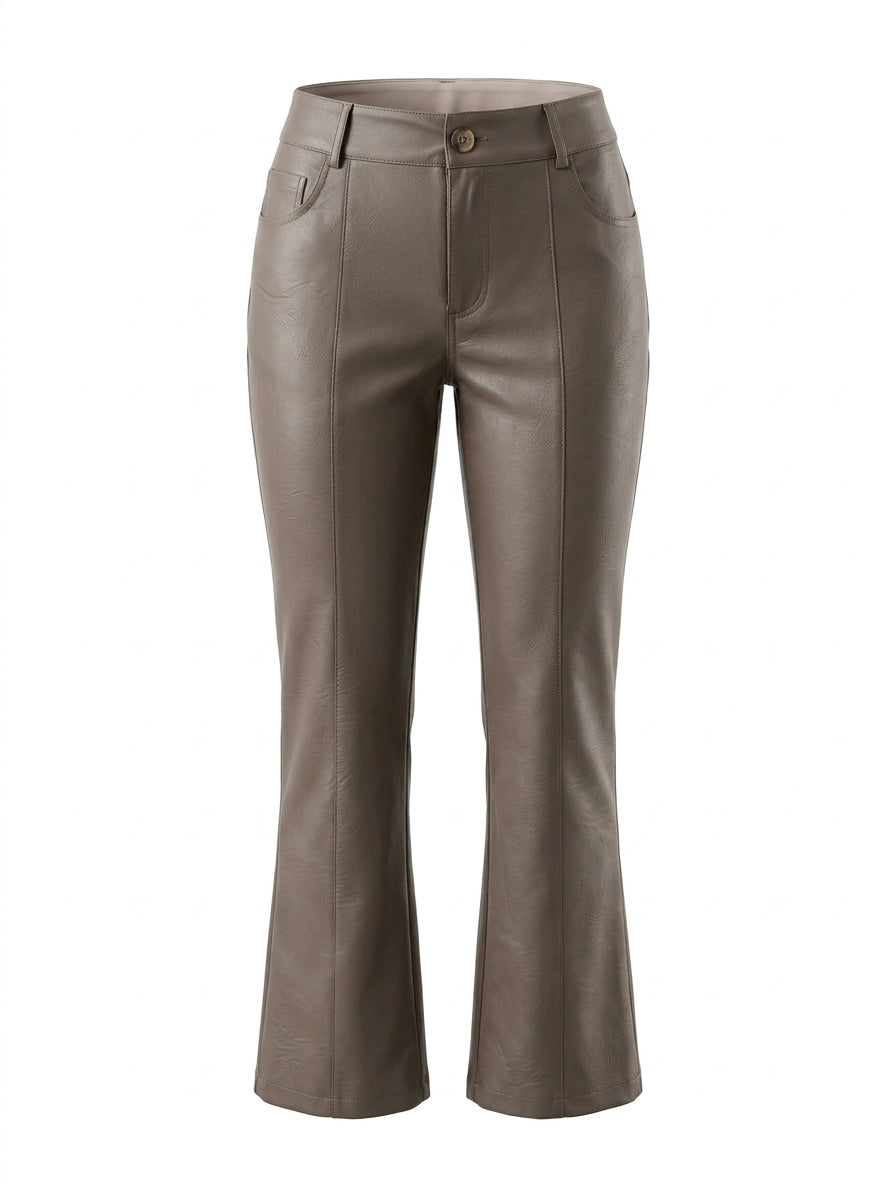 Pantalone eco pelle in tinta unita