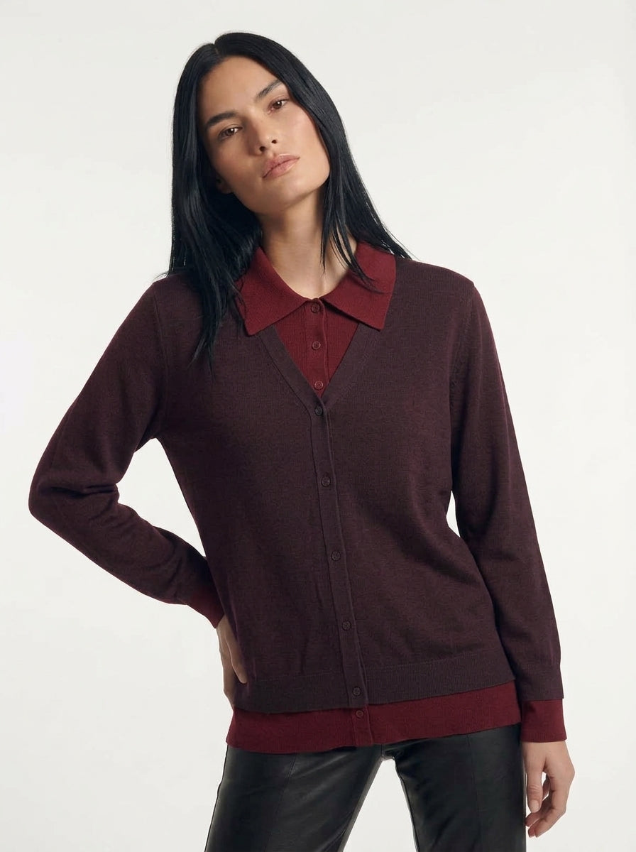 Cardigan con collo camicia