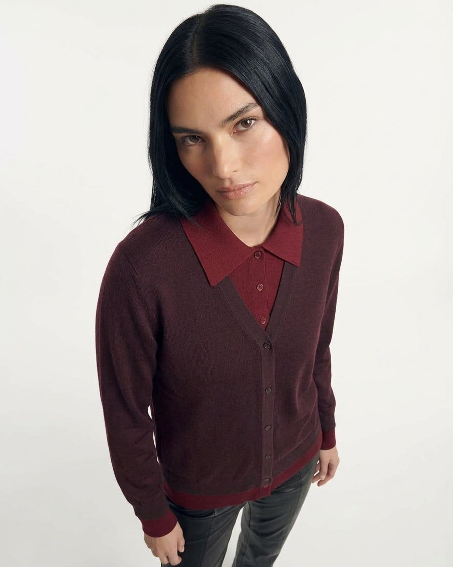Cardigan con collo camicia