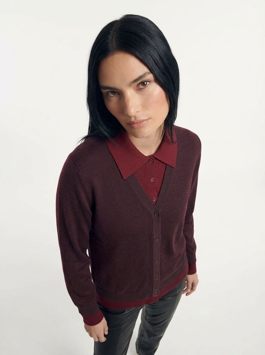 Cardigan con collo camicia