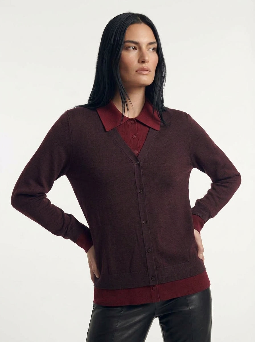 Cardigan con collo camicia