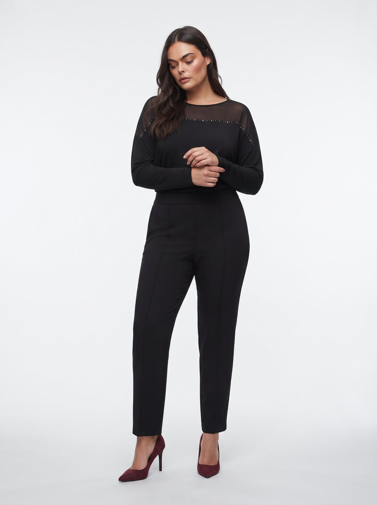 Blusa con carré trasparente