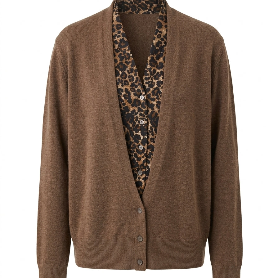 Finto twin set con camicia animalier
