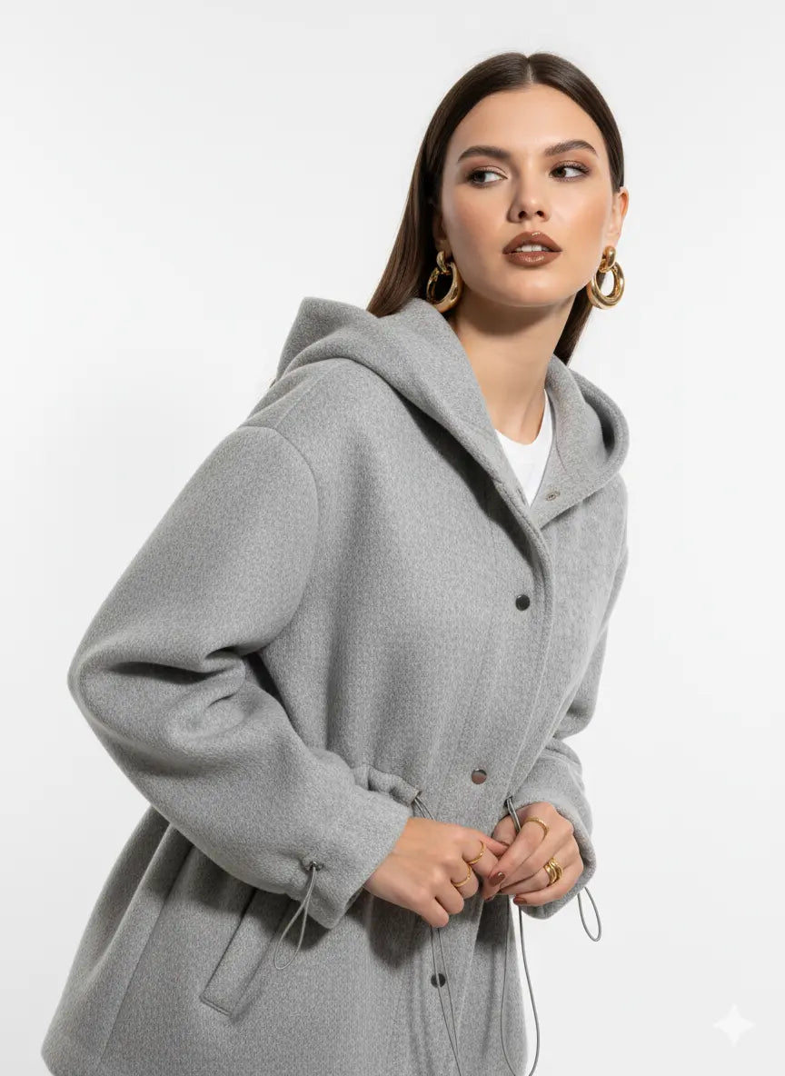 Giacca con cappuccio e coulisse in vita UNICA by Ironica