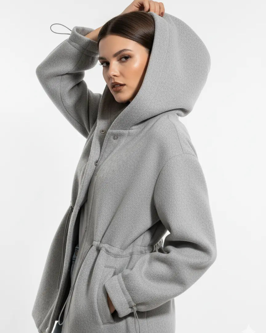 Giacca con cappuccio e coulisse in vita UNICA by Ironica