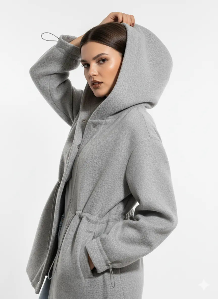 Giacca con cappuccio e coulisse in vita UNICA by Ironica