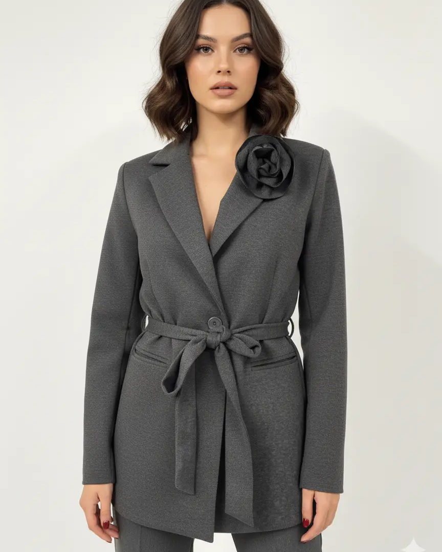 Giacca con cintura e spilla DORABELLA